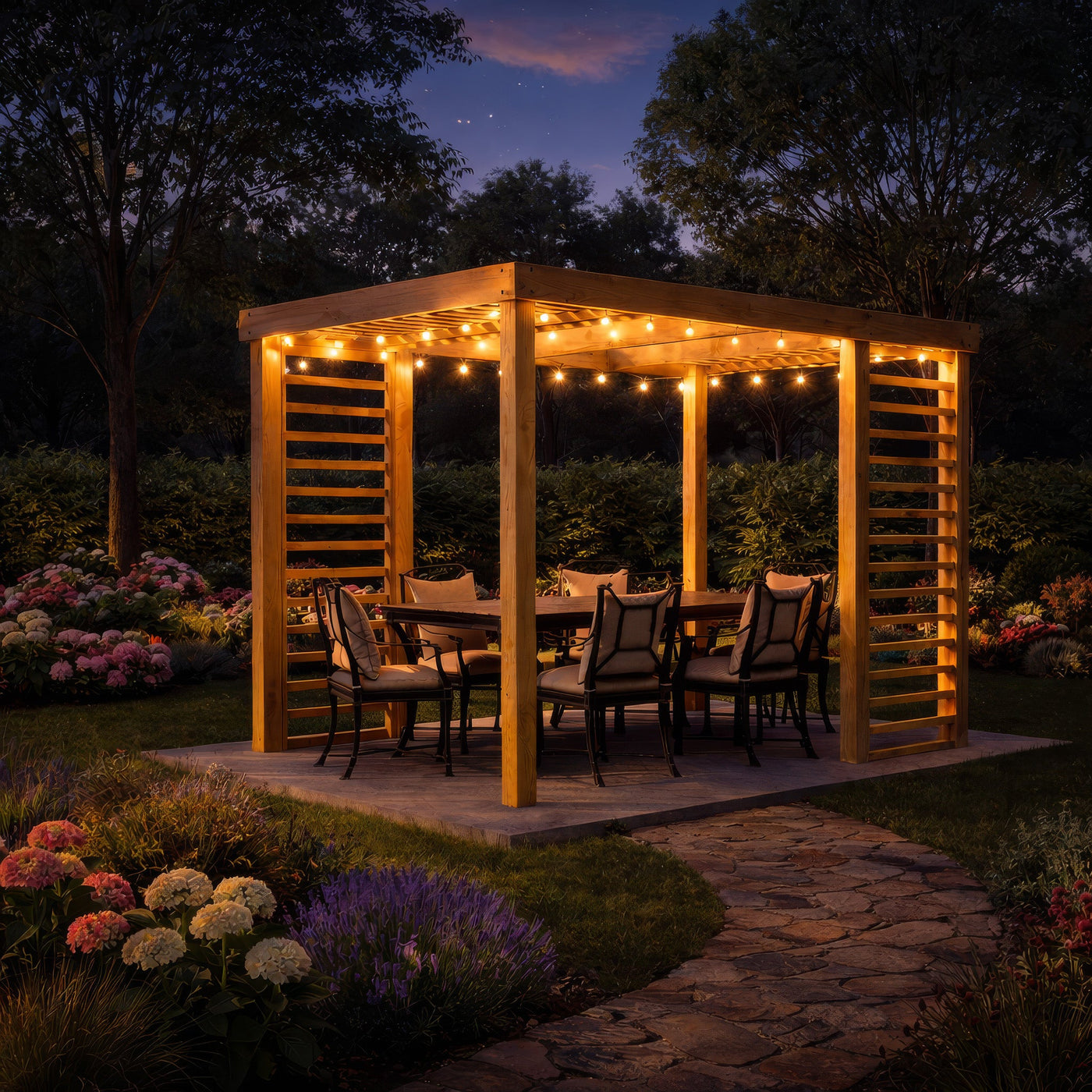 Freestanding Panel Pergola - Light Green - 4.2m Width x 4.8m Length - image 3