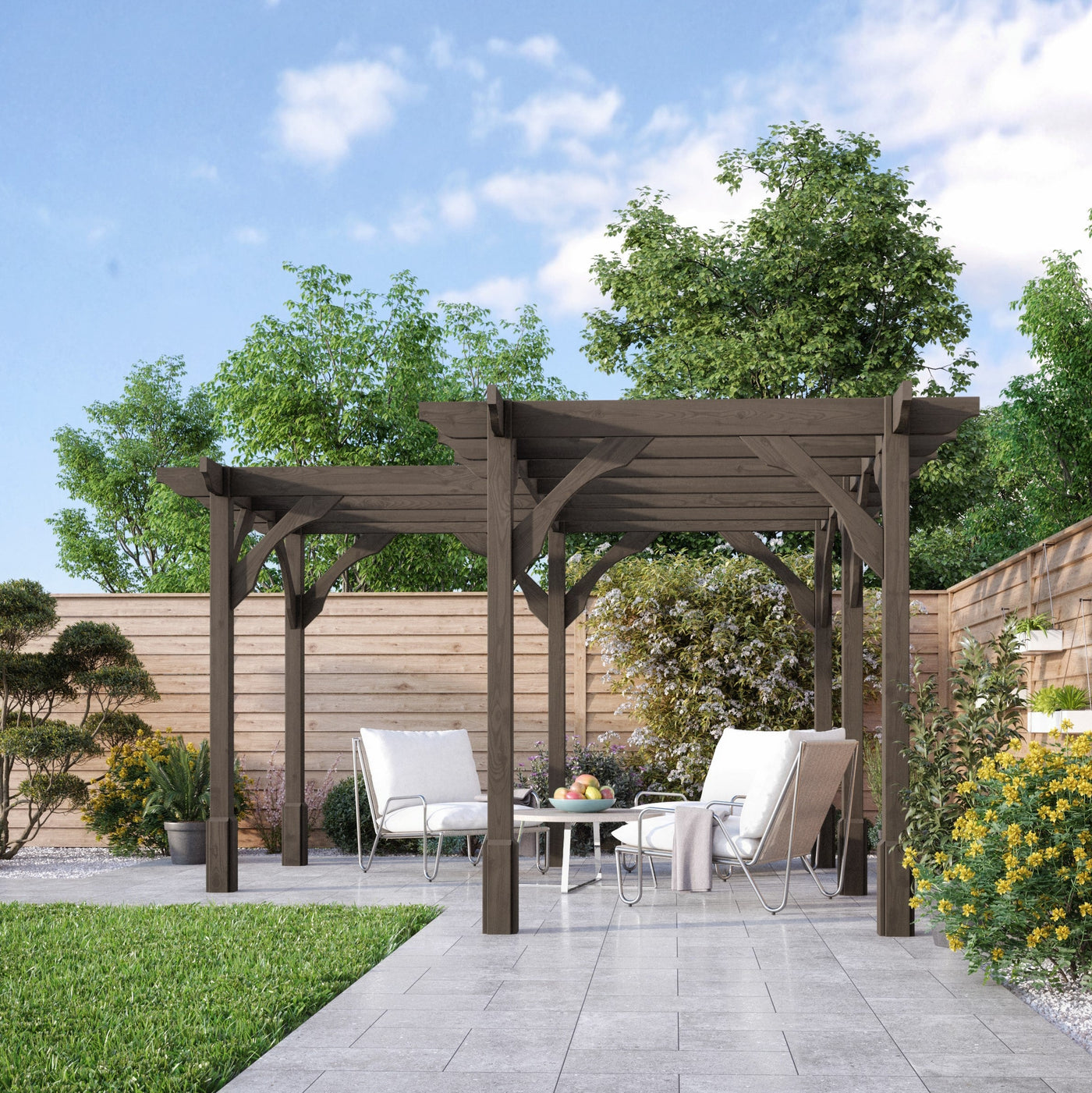 Freestanding Corner Premium Pergola - Rustic Brown - 3.6m Width x 3.6m Length - image 3