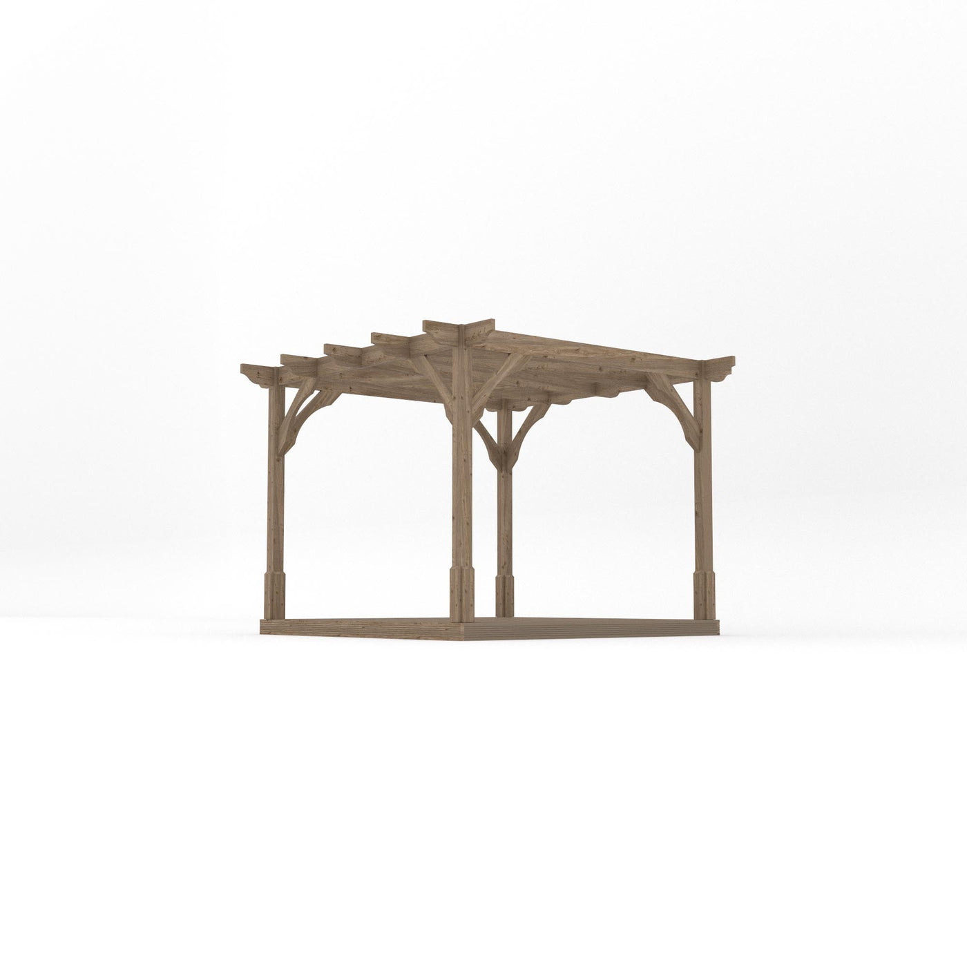 Freestanding Premium Pergola with Decking - Rustic Brown - 3m Width x 3m Length - image 2