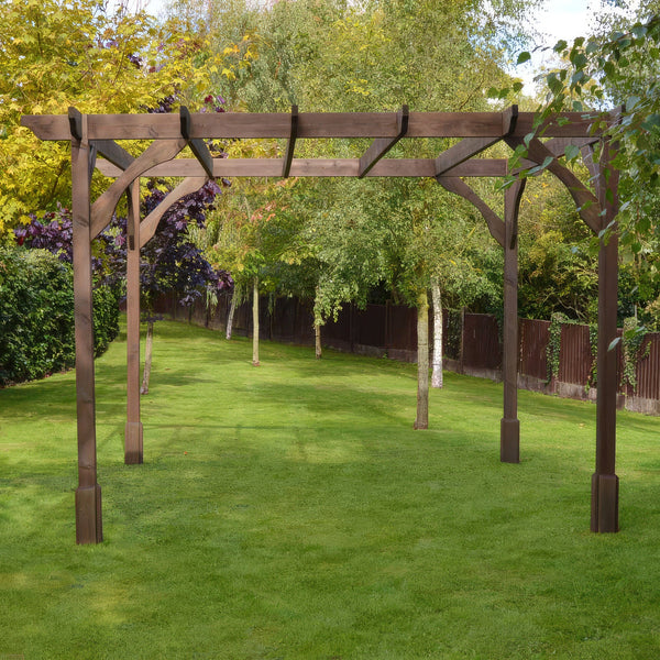 Freestanding Premium Pergola - Rustic Brown - 3.6m Width x 3.6m Length