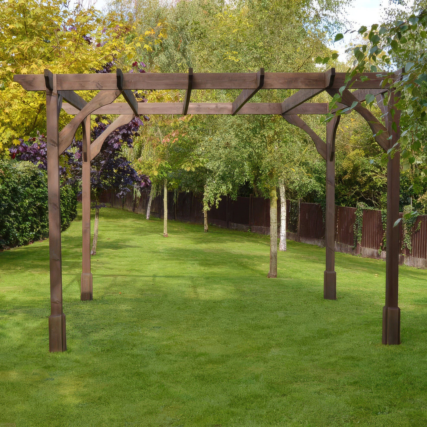 Freestanding Premium Pergola - Rustic Brown - 2.4m Width x 2.4m Length - image 4