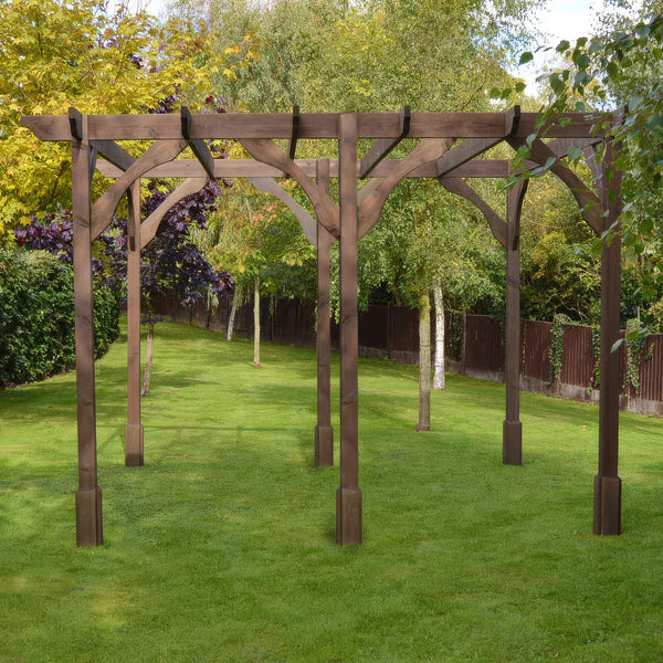 Freestanding Premium Pergola - Rustic Brown - 4.2m Width x 5.4m Length