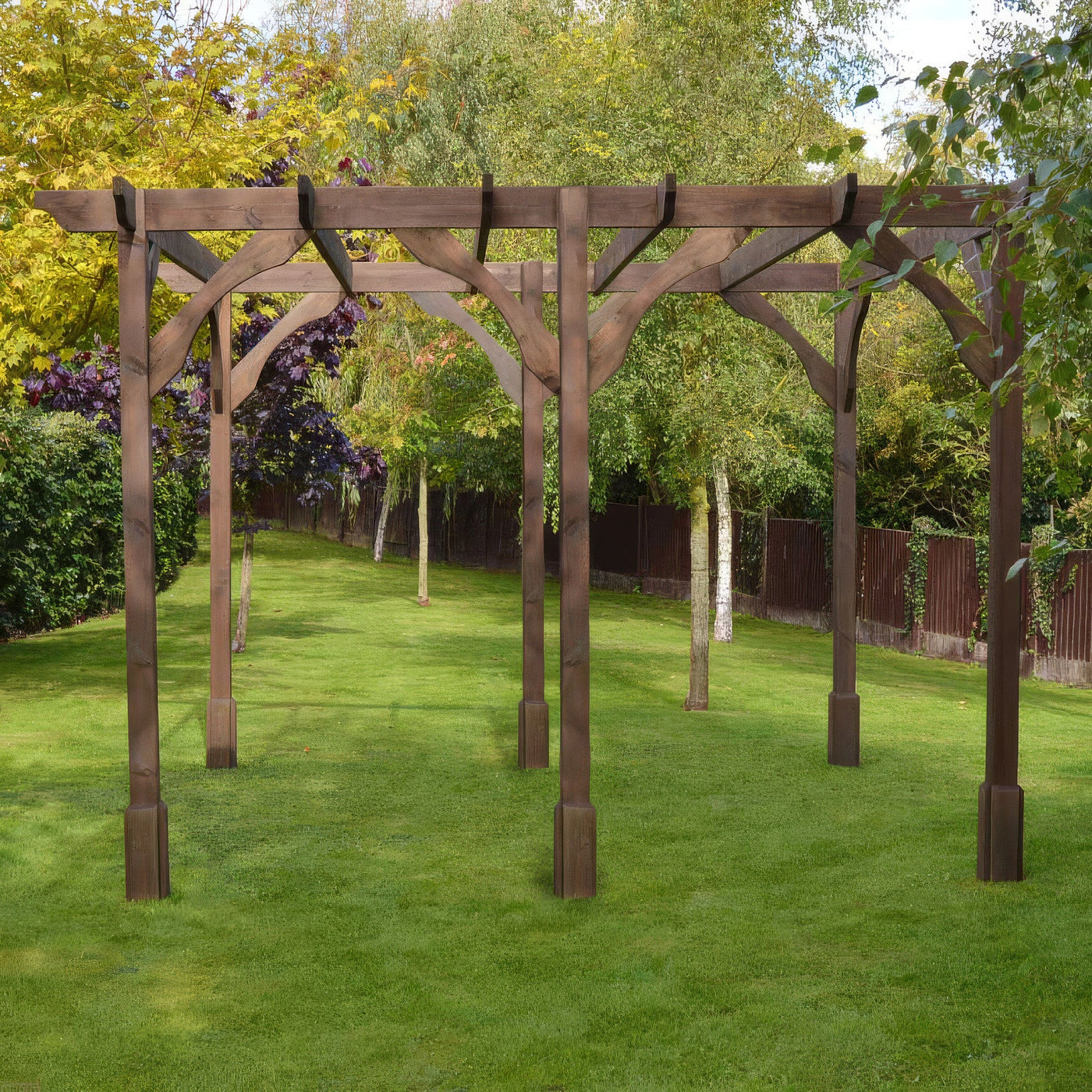 Freestanding Premium Pergola - Rustic Brown - 3.6m Width x 6.6m Length - image 1