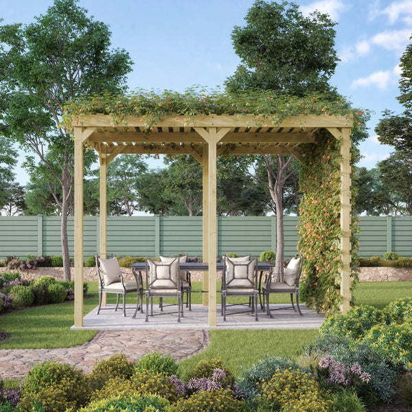 Freestanding Shade Pergola - Light Green - 3m Width x 3m Length
