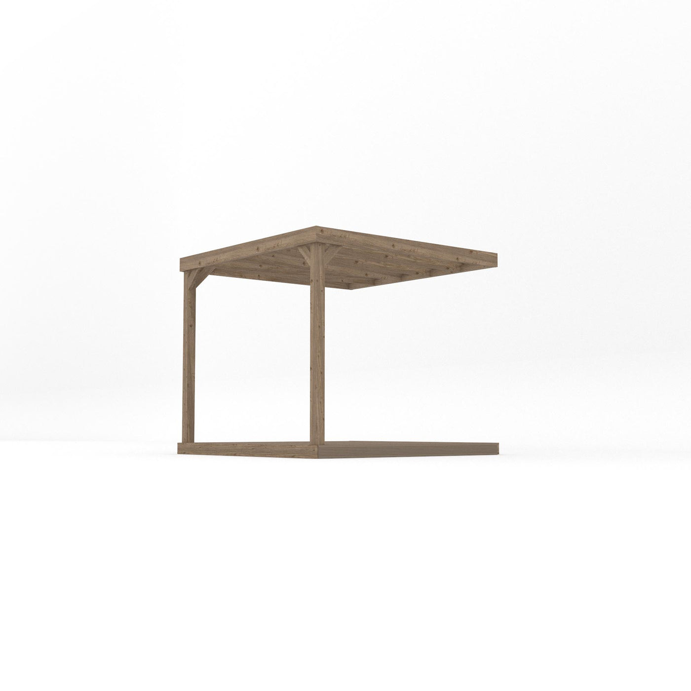 Wall Mounted Box Pergola with Decking - Rustic Brown - 2.4m Depth x 2.4m Length - image 2