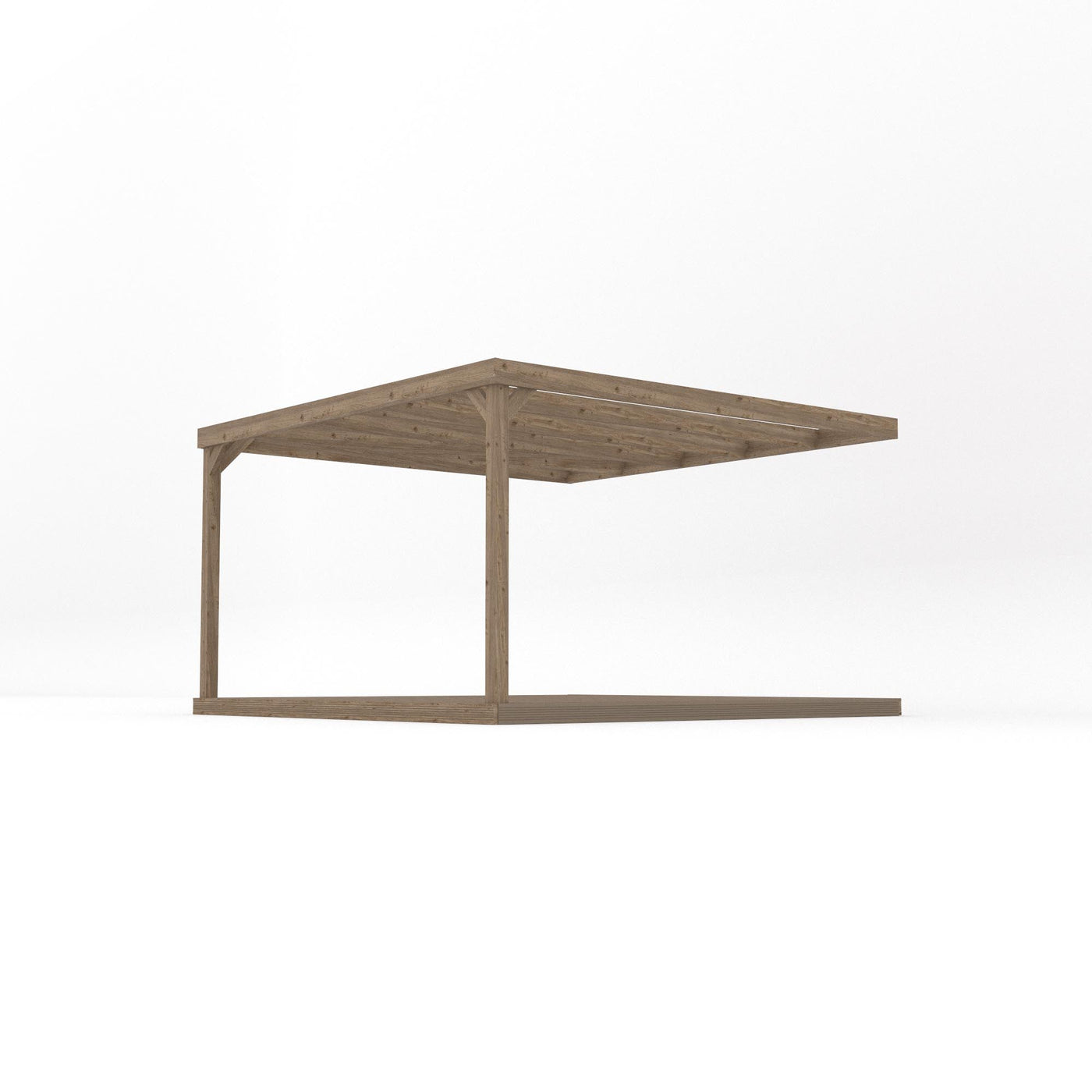 Wall Mounted Box Pergola with Decking - Rustic Brown - 3.6m Depth x 3.6m Length - image 2
