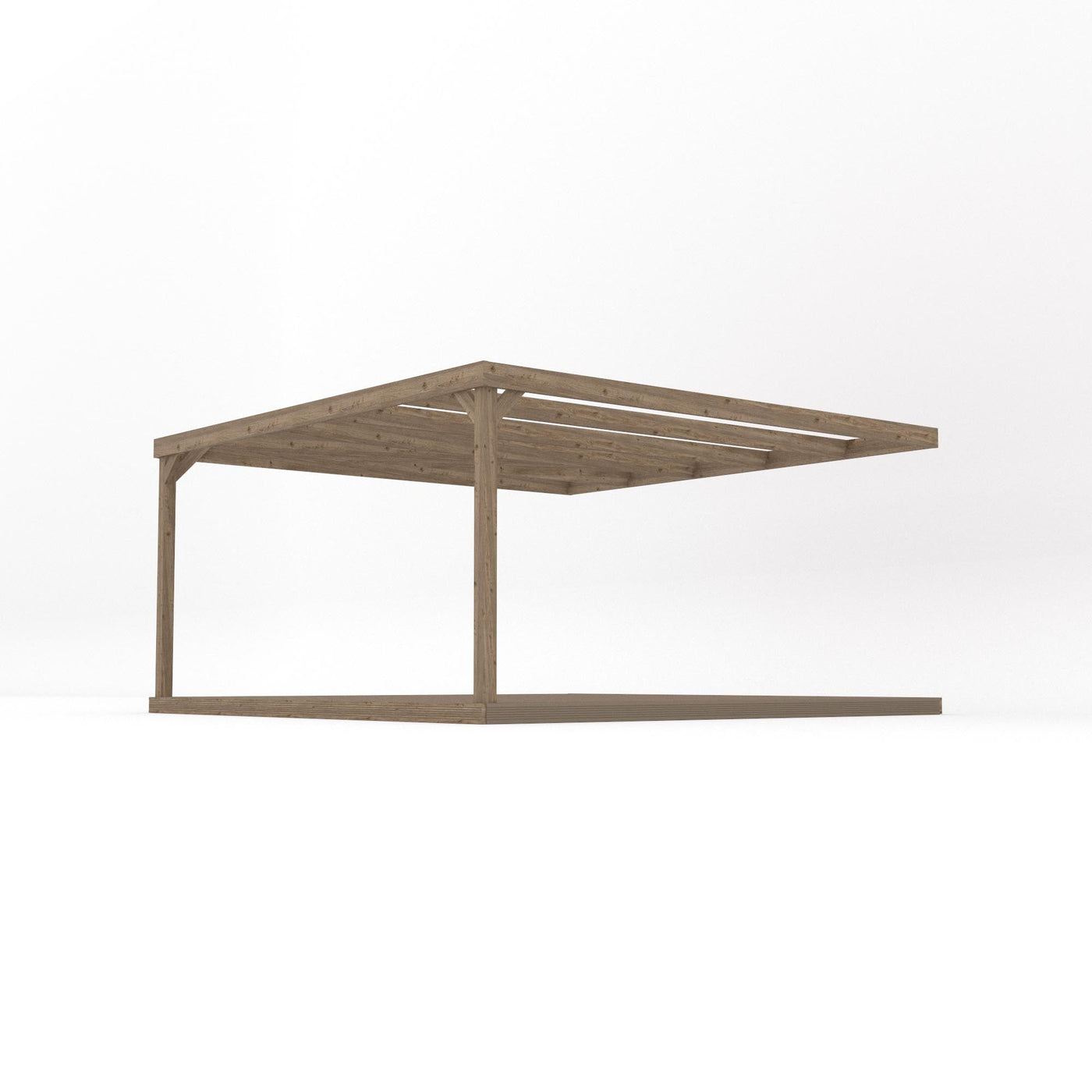 Wall Mounted Box Pergola with Decking - Rustic Brown - 4.2m Depth x 4.2m Length - image 2