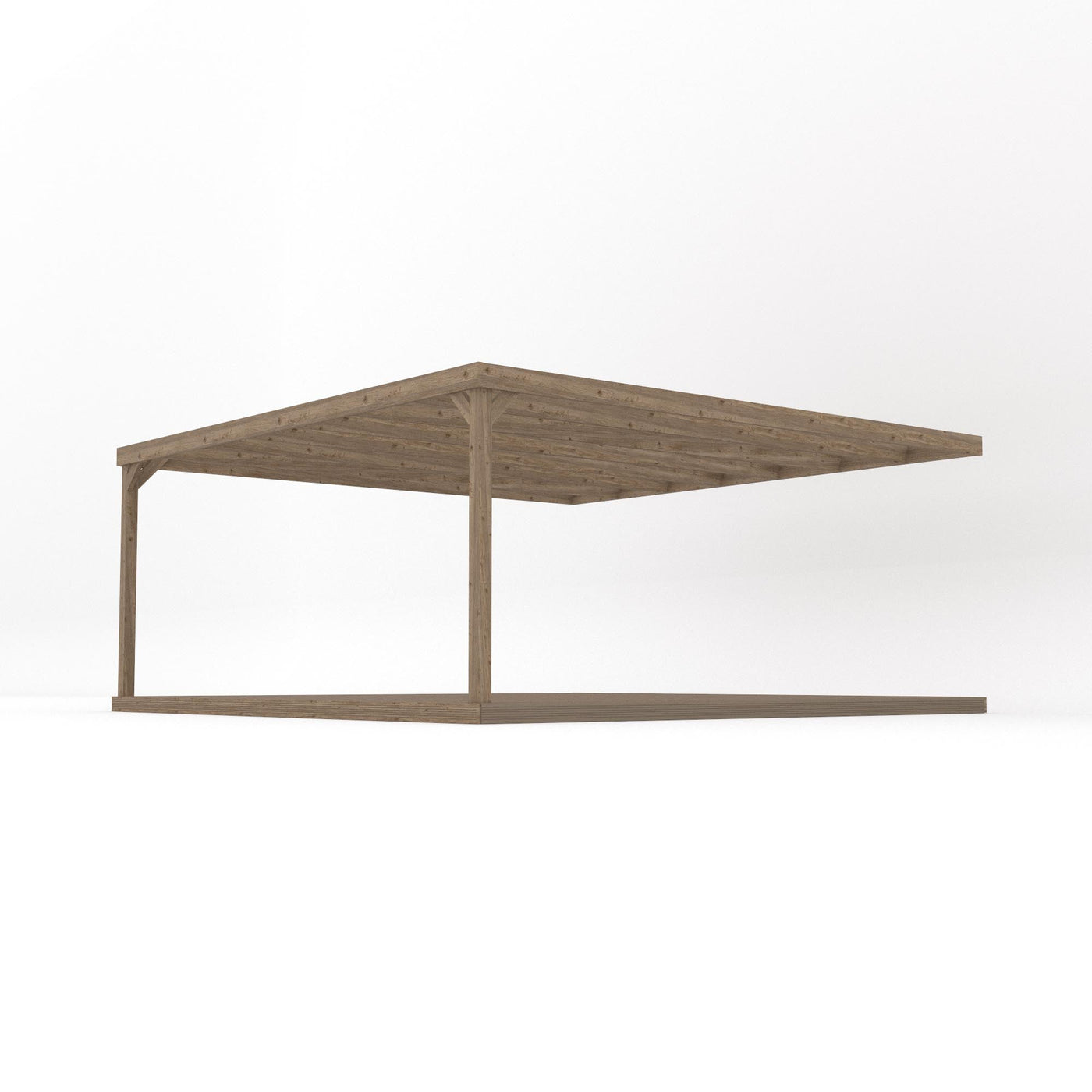 Wall Mounted Box Pergola with Decking - Rustic Brown - 4.8m Depth x 4.8m Length - image 2