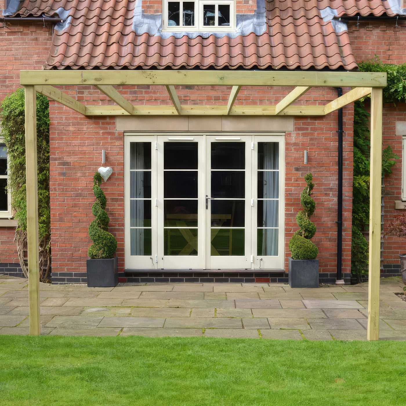 Wall Mounted Box Pergola - Light Green - 3m Depth x 7.2m Length - image 4