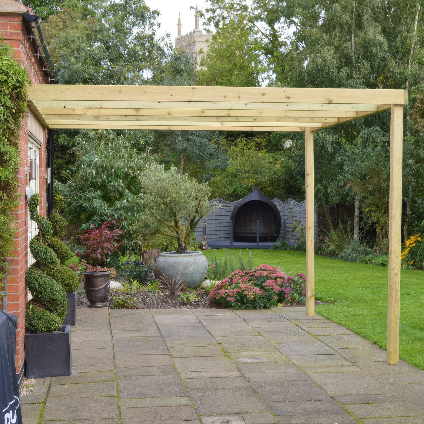 Wall Mounted Box Pergola - Light Green - 2.4m Depth x 7.8m Length - image 6