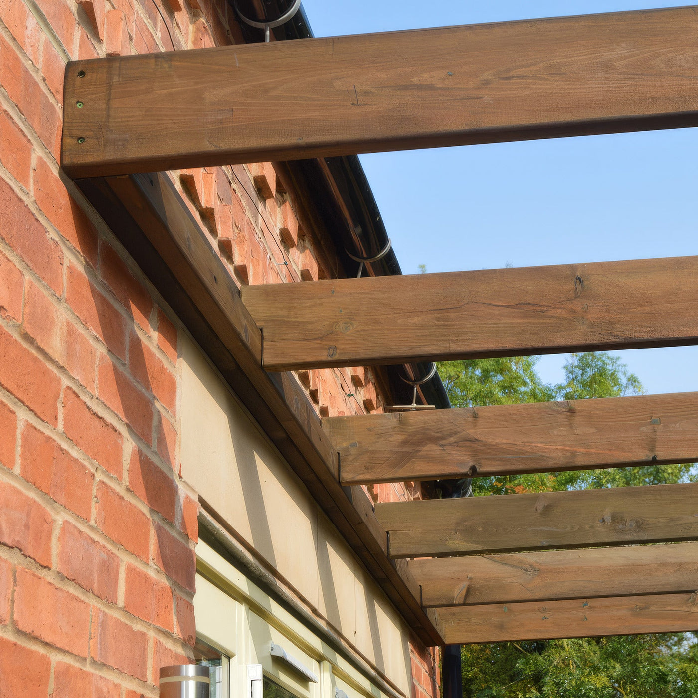 Wall Mounted Box Pergola - Rustic Brown - 4.2m Depth x 6m Length - image 5