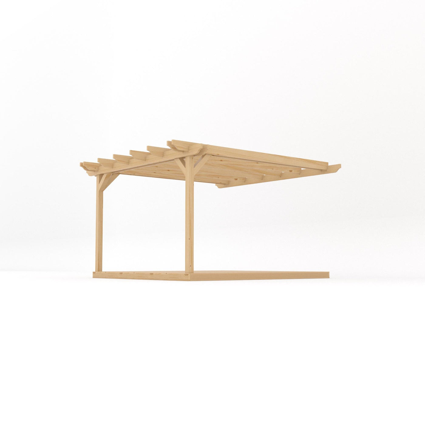 Wall Mounted Double Garden Pergola with Decking - Light Green - 3.6m Depth x 3.6m Length - image 2