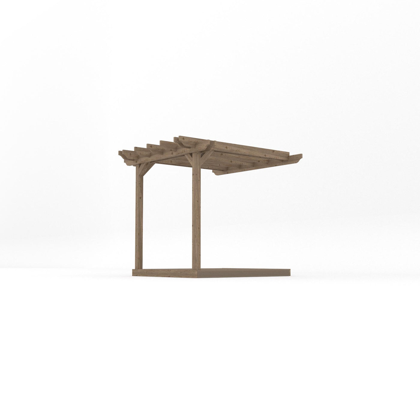 Wall Mounted Double Garden Pergola with Decking - Rustic Brown - 2.4m Depth x 2.4m Length - image 2