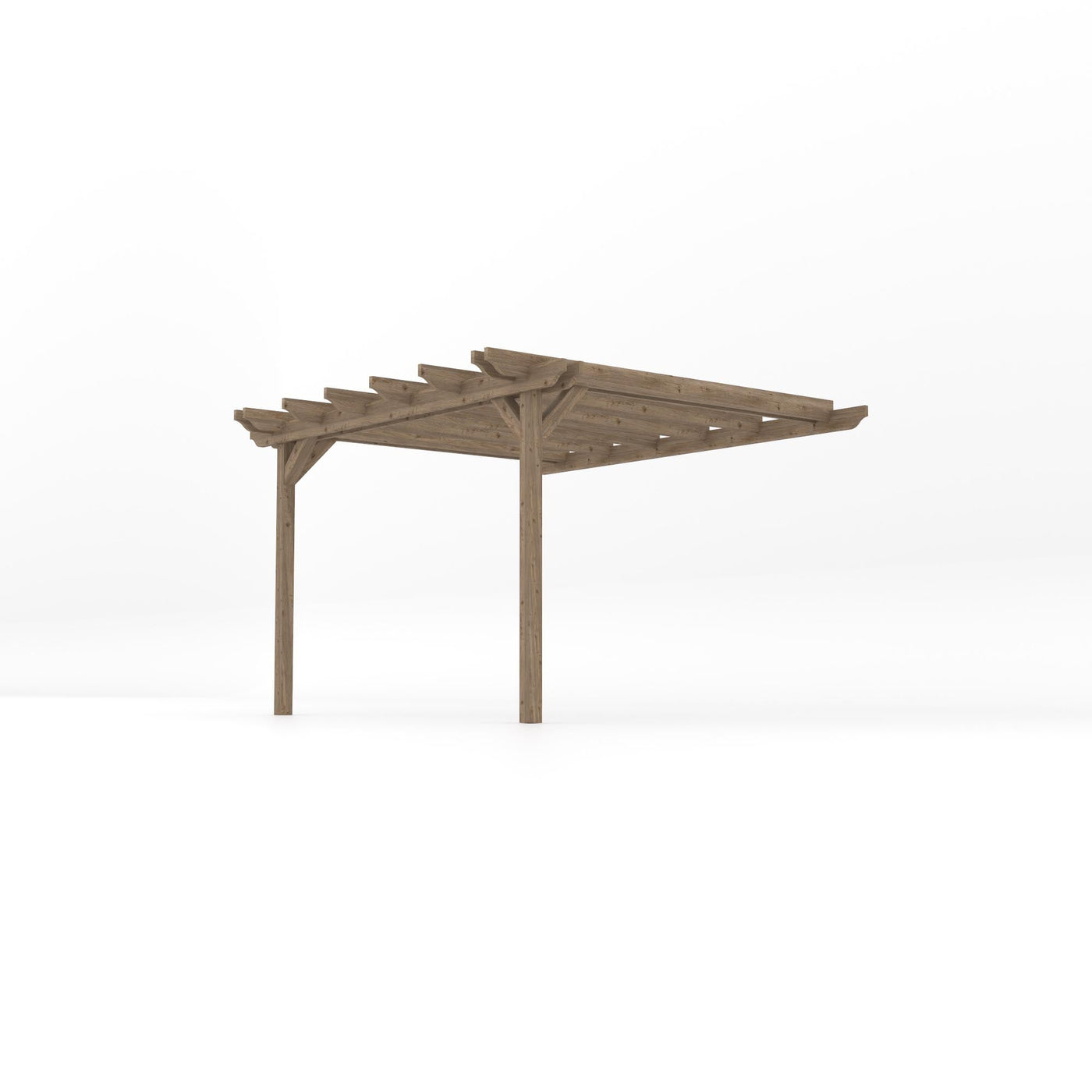 Wall Mounted Double Garden Pergola - Rustic Brown - 3m Depth x 3.6m Length - image 2