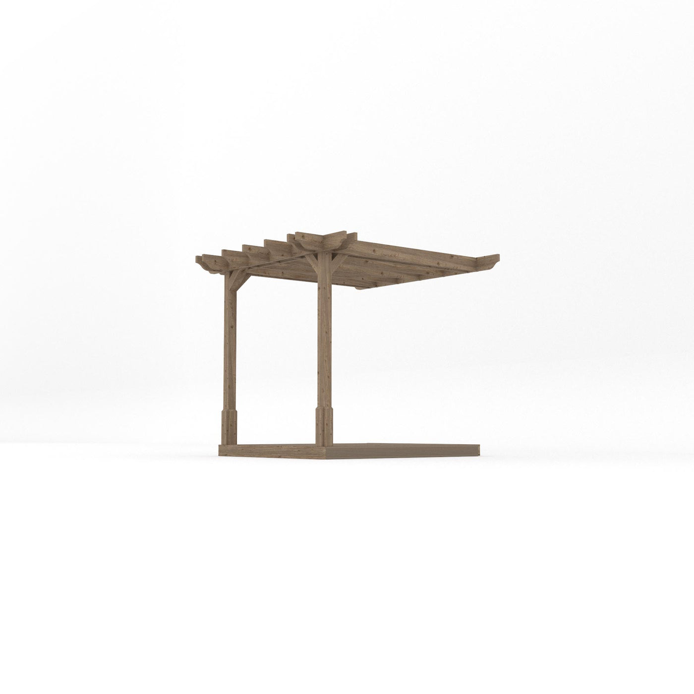 Wall Mounted Double Premium Pergola with Decking - Rustic Brown - 2.4m Depth x 2.4m Length - image 2