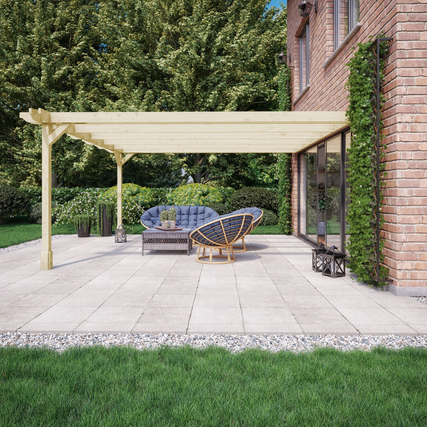 Wall Mounted Double Premium Pergola - Light Green - 1.8m Depth x 1.8m Length - image 3