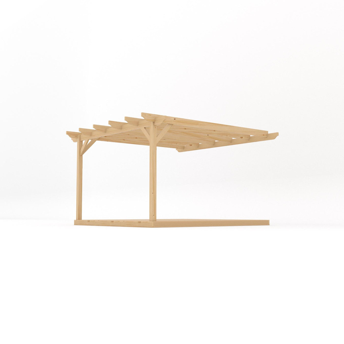 Wall Mounted Garden Pergola with Decking - Light Green - 3.6m Depth x 3.6m Length - image 2