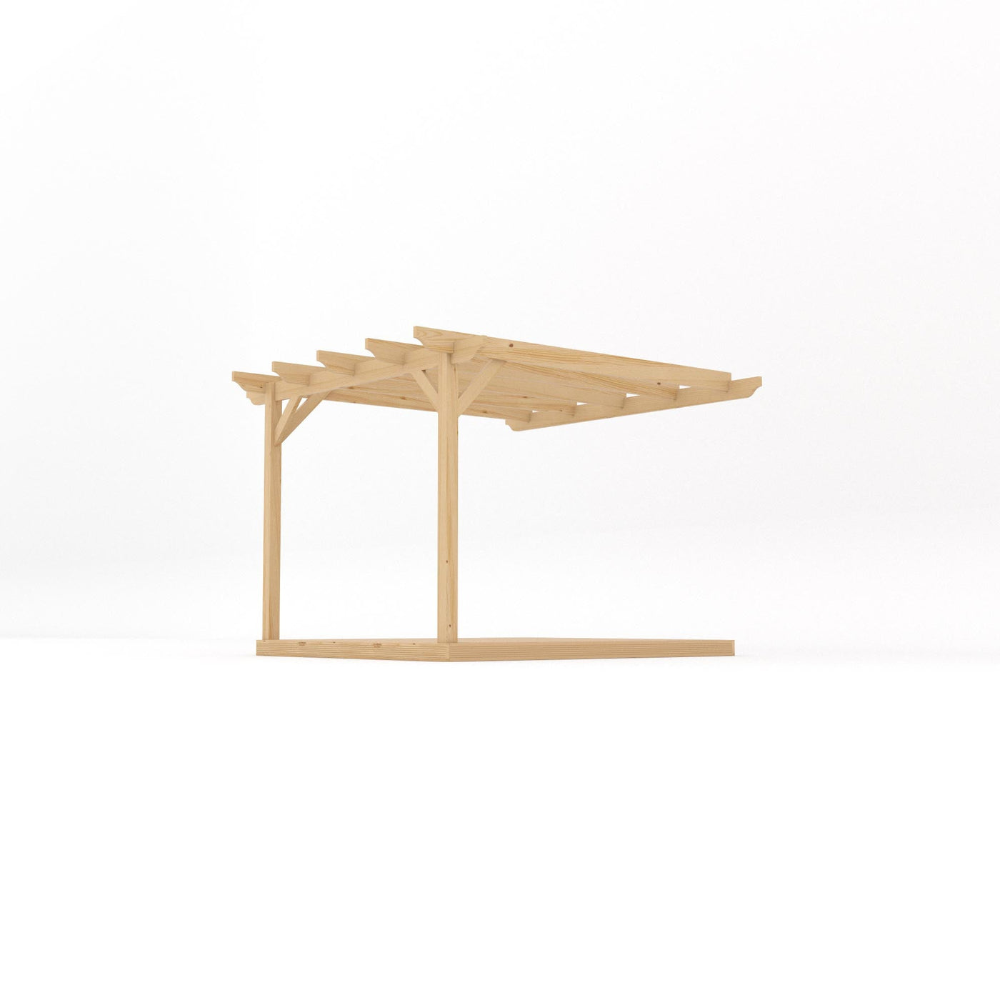Wall Mounted Garden Pergola with Decking - Light Green - 3m Depth x 3m Length - image 2
