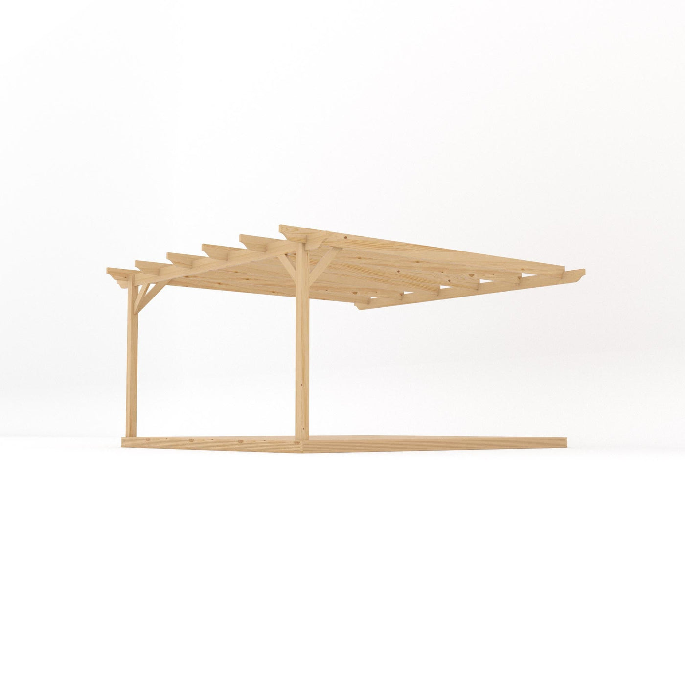 Wall Mounted Garden Pergola with Decking - Light Green - 4.2m Depth x 4.2m Length - image 2