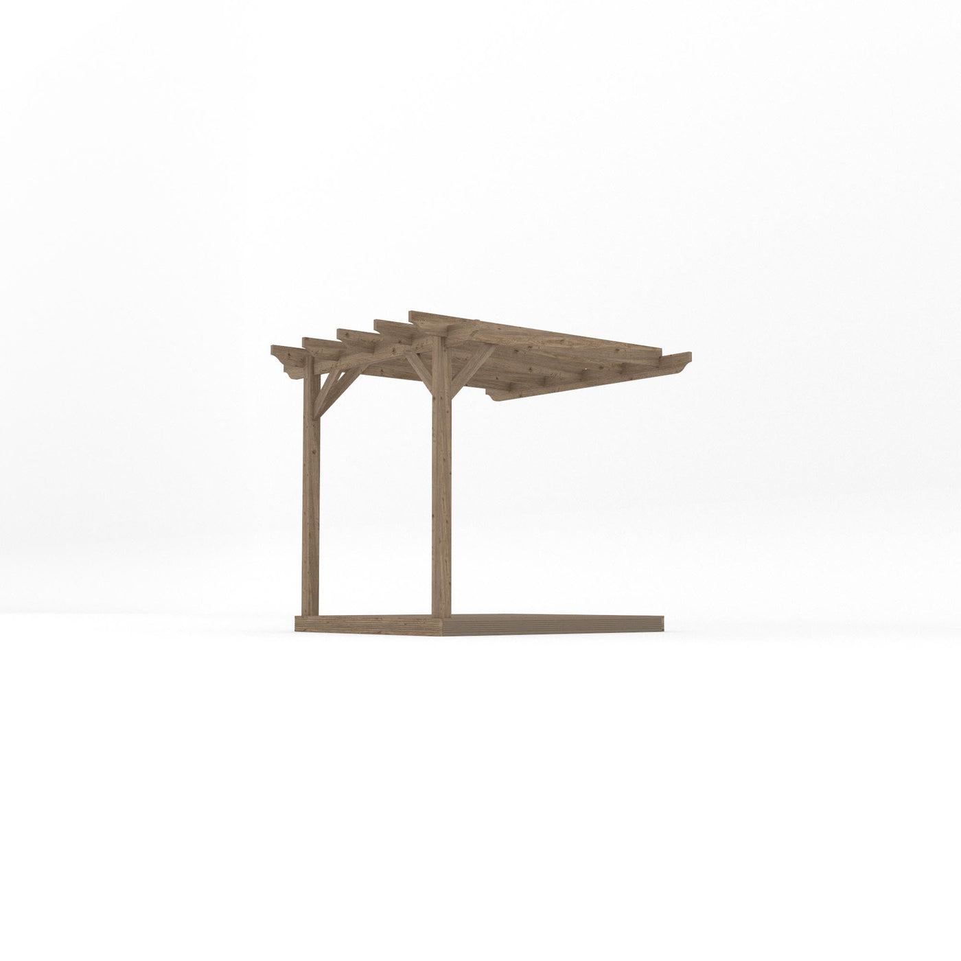 Wall Mounted Garden Pergola with Decking - Rustic Brown - 2.4m Depth x 2.4m Length - image 2