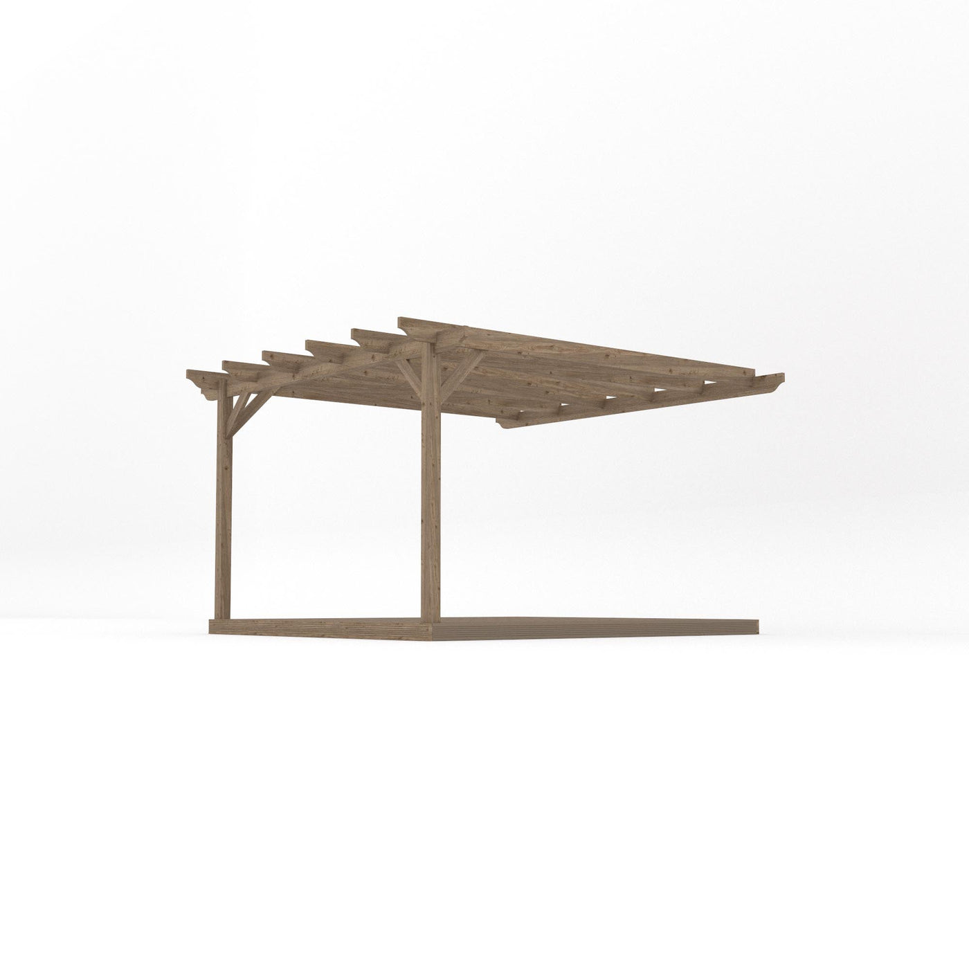 Wall Mounted Garden Pergola with Decking - Rustic Brown - 3.6m Depth x 3.6m Length - image 2