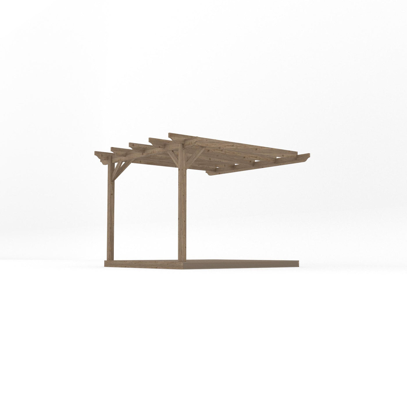 Wall Mounted Garden Pergola with Decking - Rustic Brown - 3m Depth x 3m Length - image 2