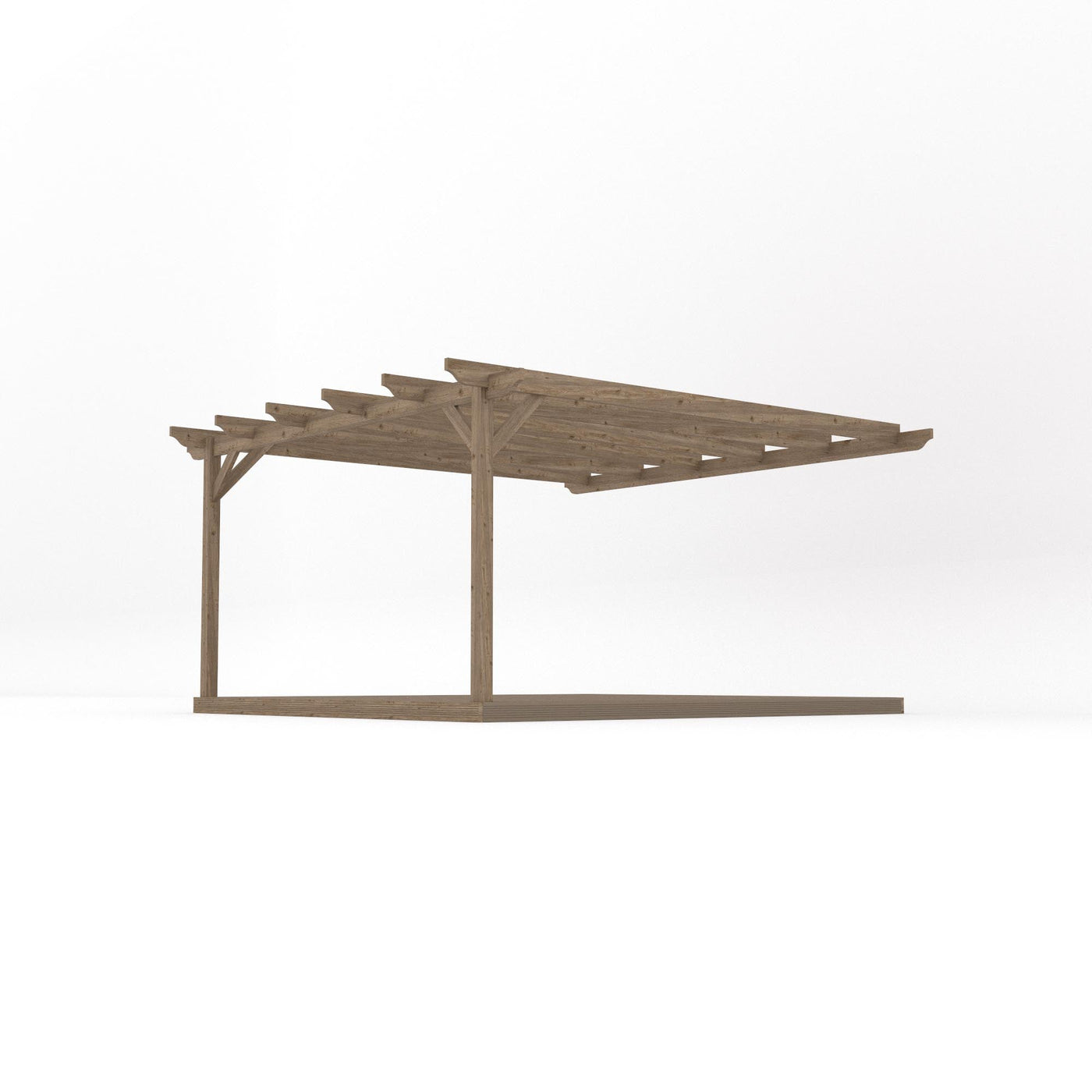 Wall Mounted Garden Pergola with Decking - Rustic Brown - 4.2m Depth x 4.2m Length - image 2