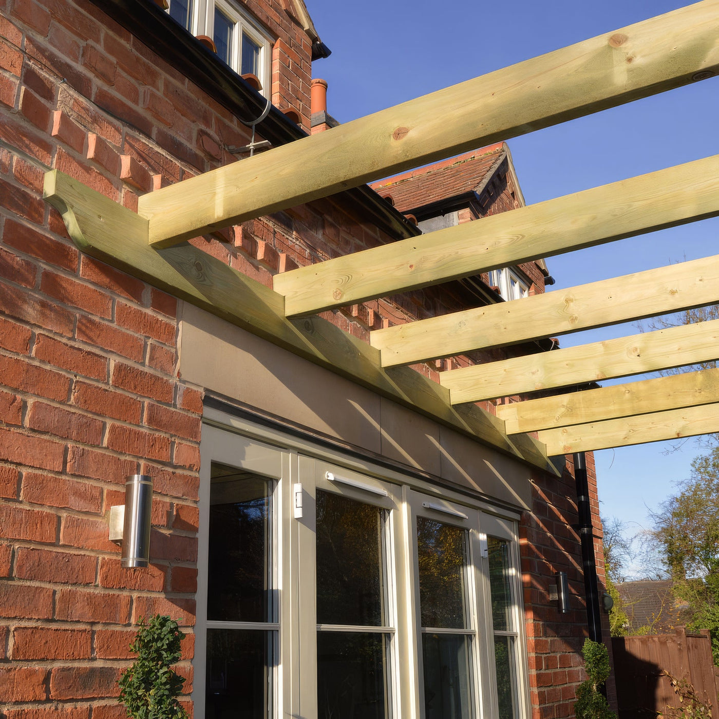 Wall Mounted Garden Pergola - Light Green - 4.8m Depth x 6m Length - image 1