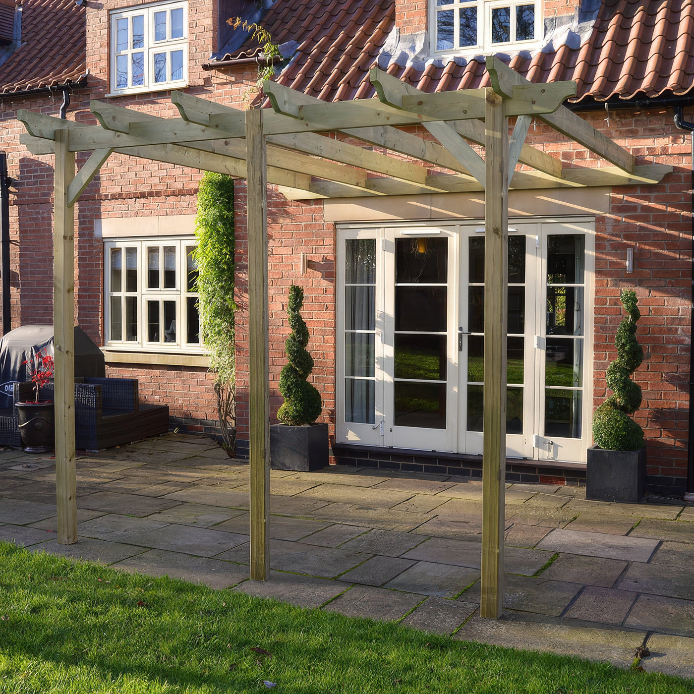 Wall Mounted Garden Pergola - Light Green - 4.8m Depth x 7.8m Length - image 5