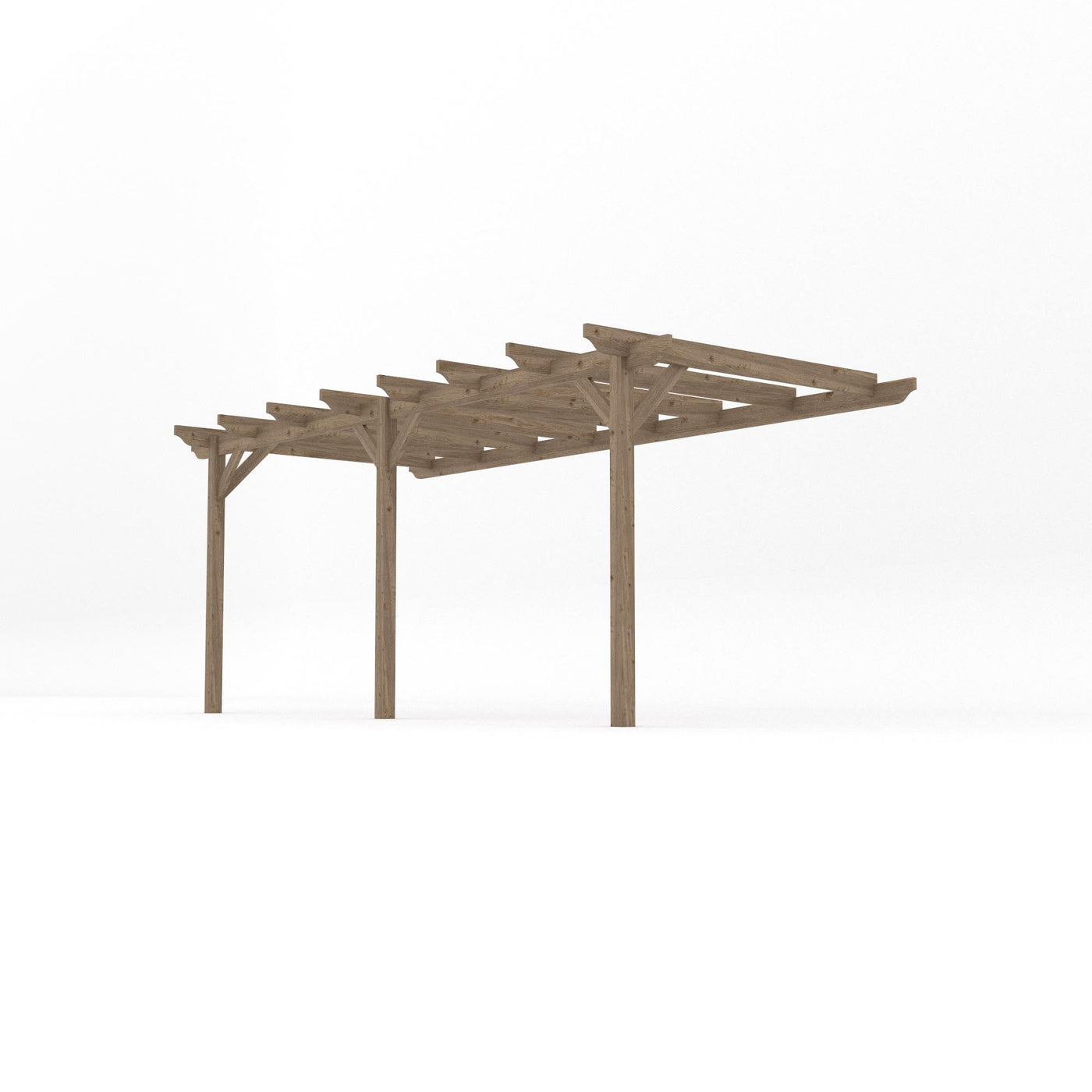 Wall Mounted Garden Pergola - Rustic Brown - 4.8m Depth x 5.4m Length - image 2