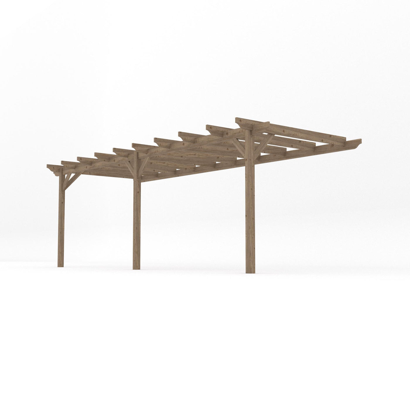 Wall Mounted Garden Pergola - Rustic Brown - 4.8m Depth x 6.6m Length - image 2