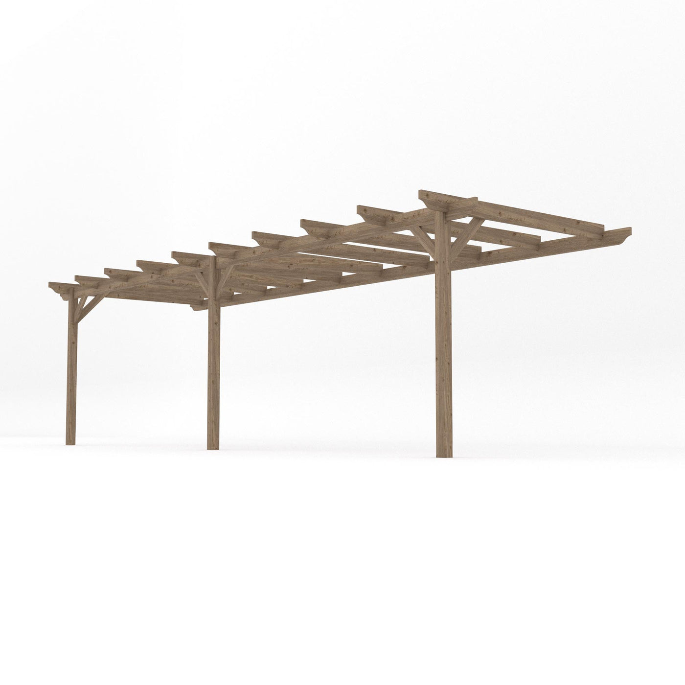 Wall Mounted Garden Pergola - Rustic Brown - 3m Depth x 7.8m Length - image 2