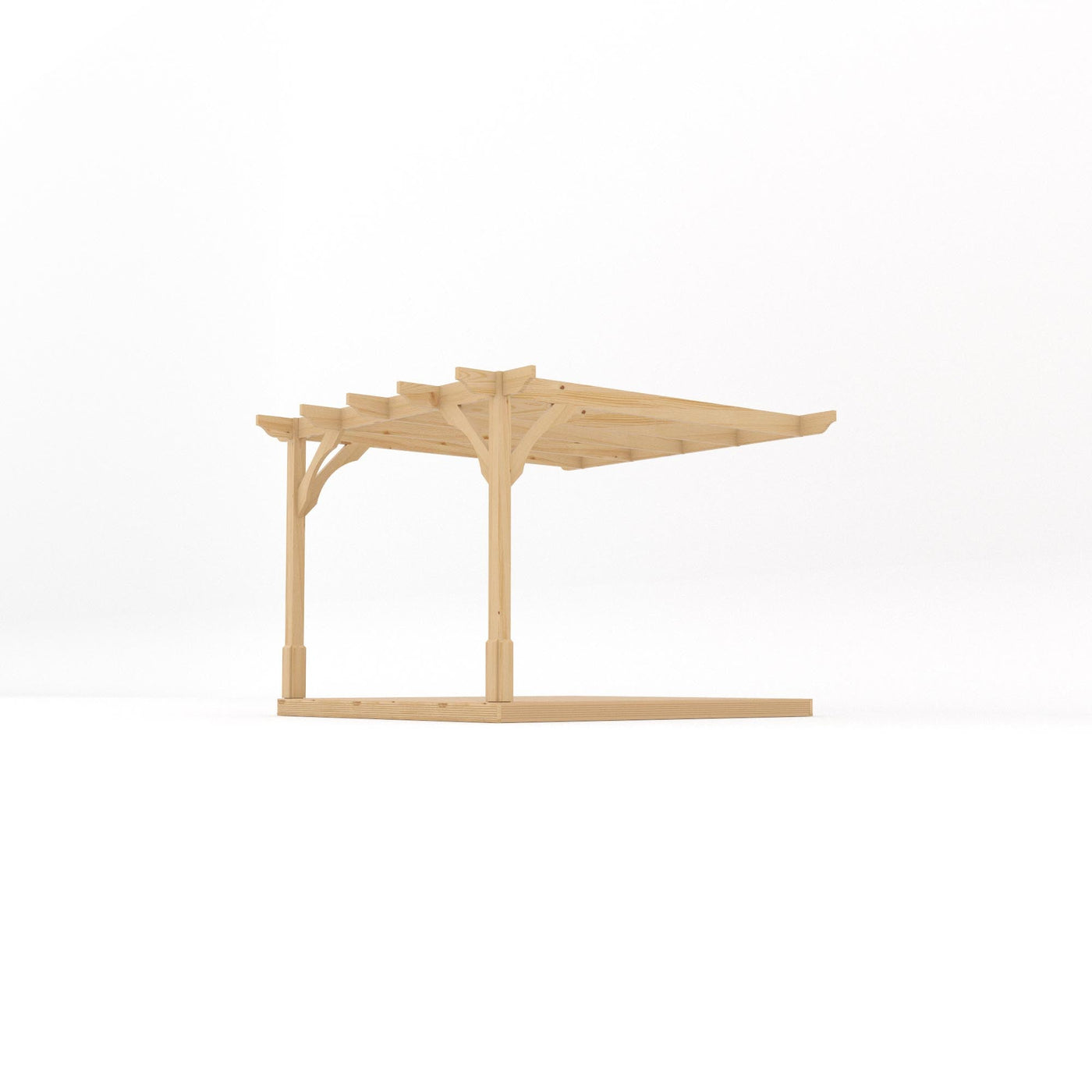 Wall Mounted Premium Pergola with Decking - Light Green - 3m Depth x 3m Length - image 2
