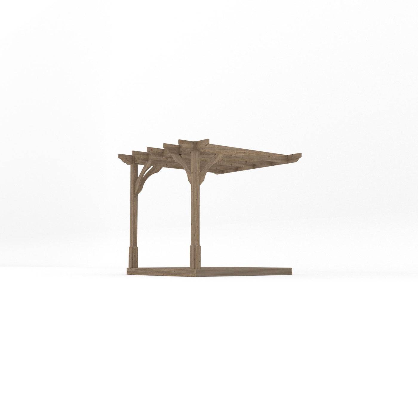 Wall Mounted Premium Pergola with Decking - Rustic Brown - 2.4m Depth x 2.4m Length - image 2