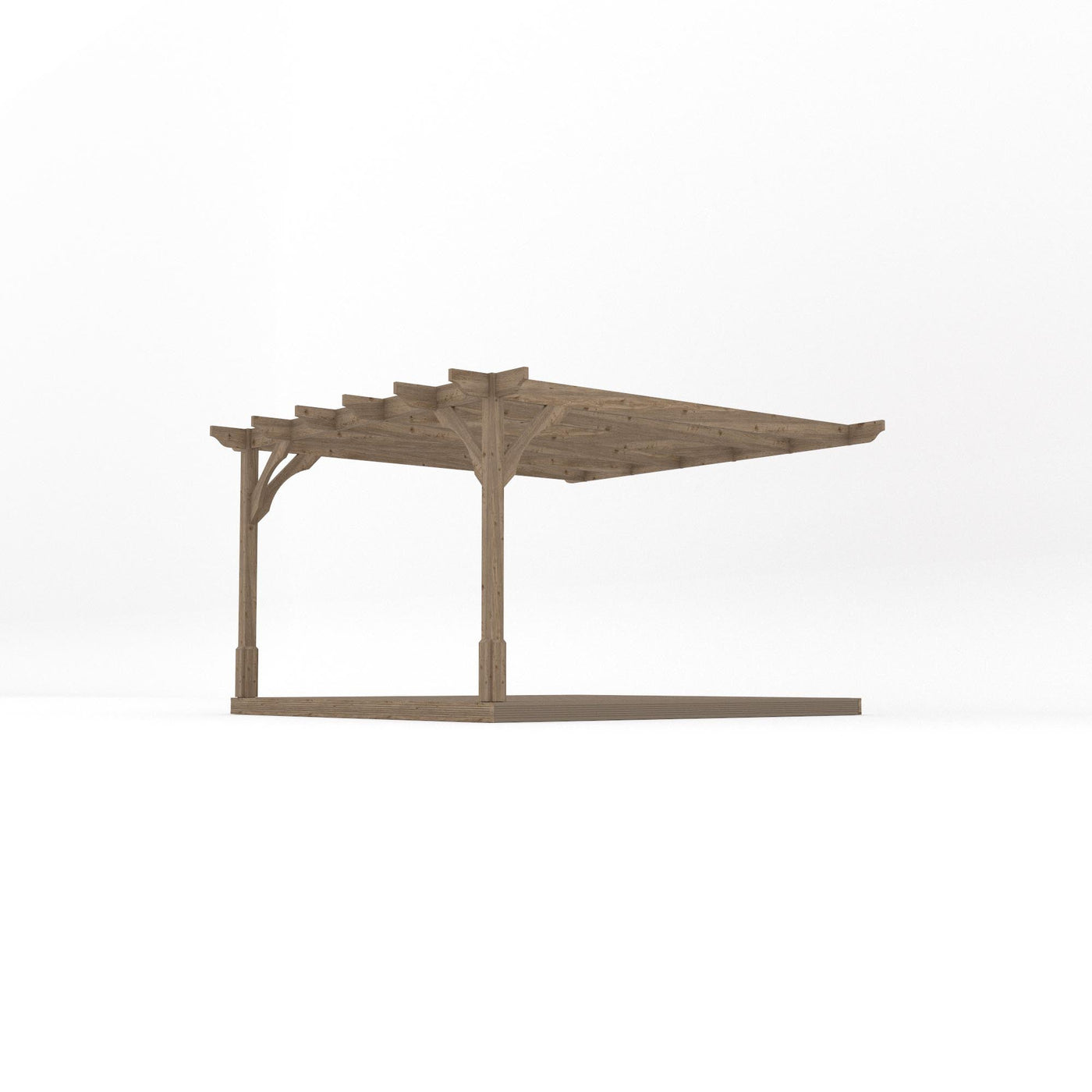 Wall Mounted Premium Pergola with Decking - Rustic Brown - 3.6m Depth x 3.6m Length - image 2