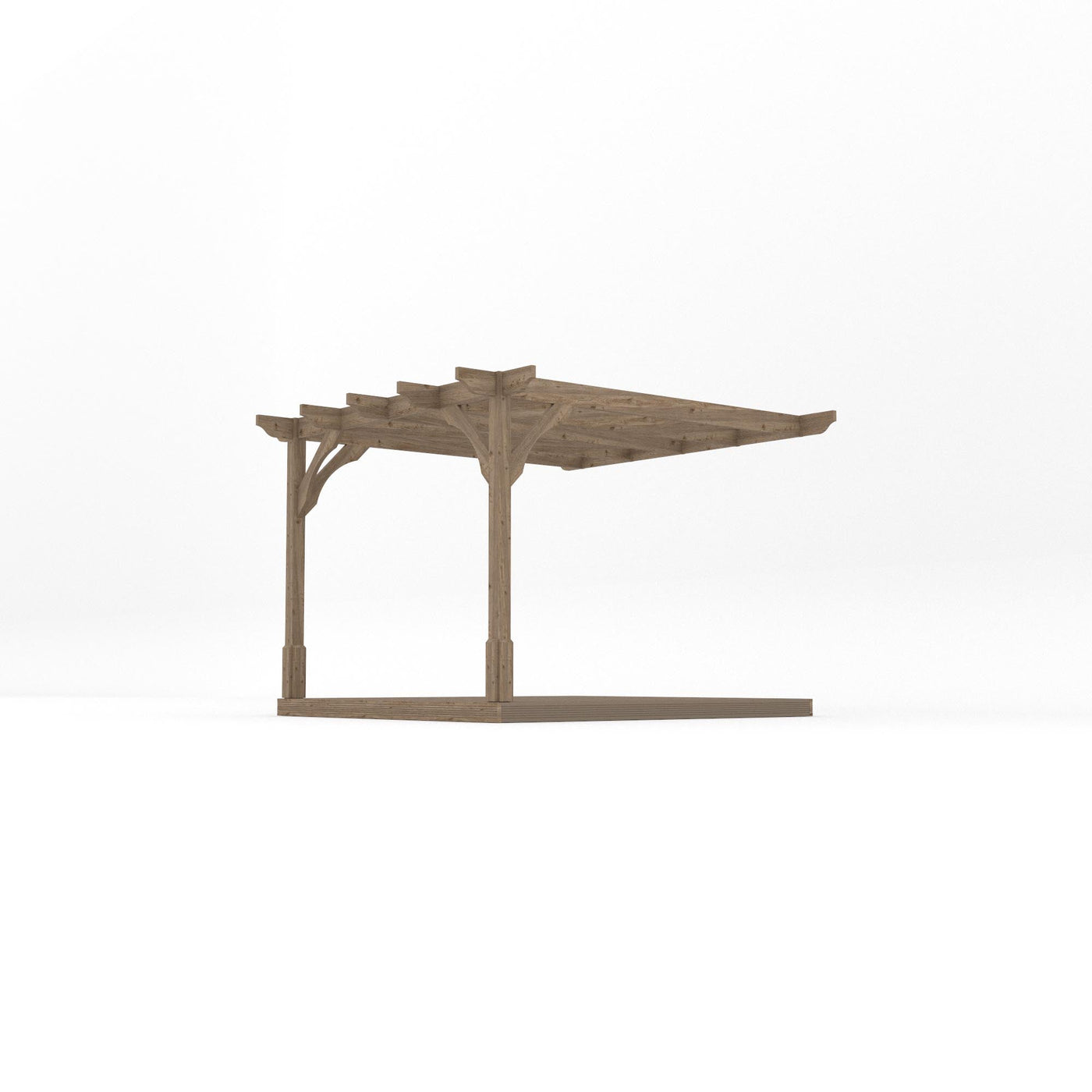 Wall Mounted Premium Pergola with Decking - Rustic Brown - 3m Depth x 3m Length - image 2