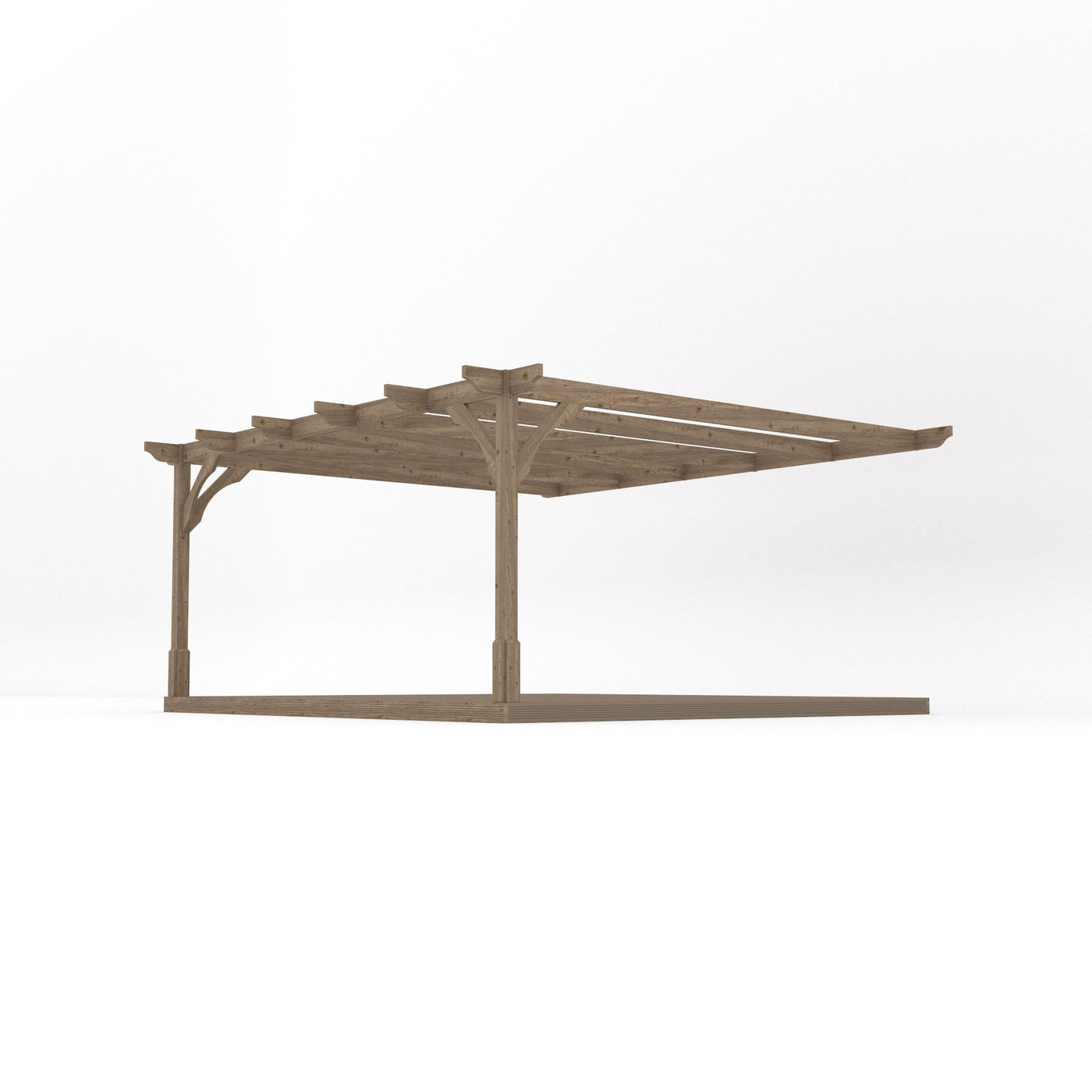 Wall Mounted Premium Pergola with Decking - Rustic Brown - 4.8m Depth x 4.8m Length - image 2