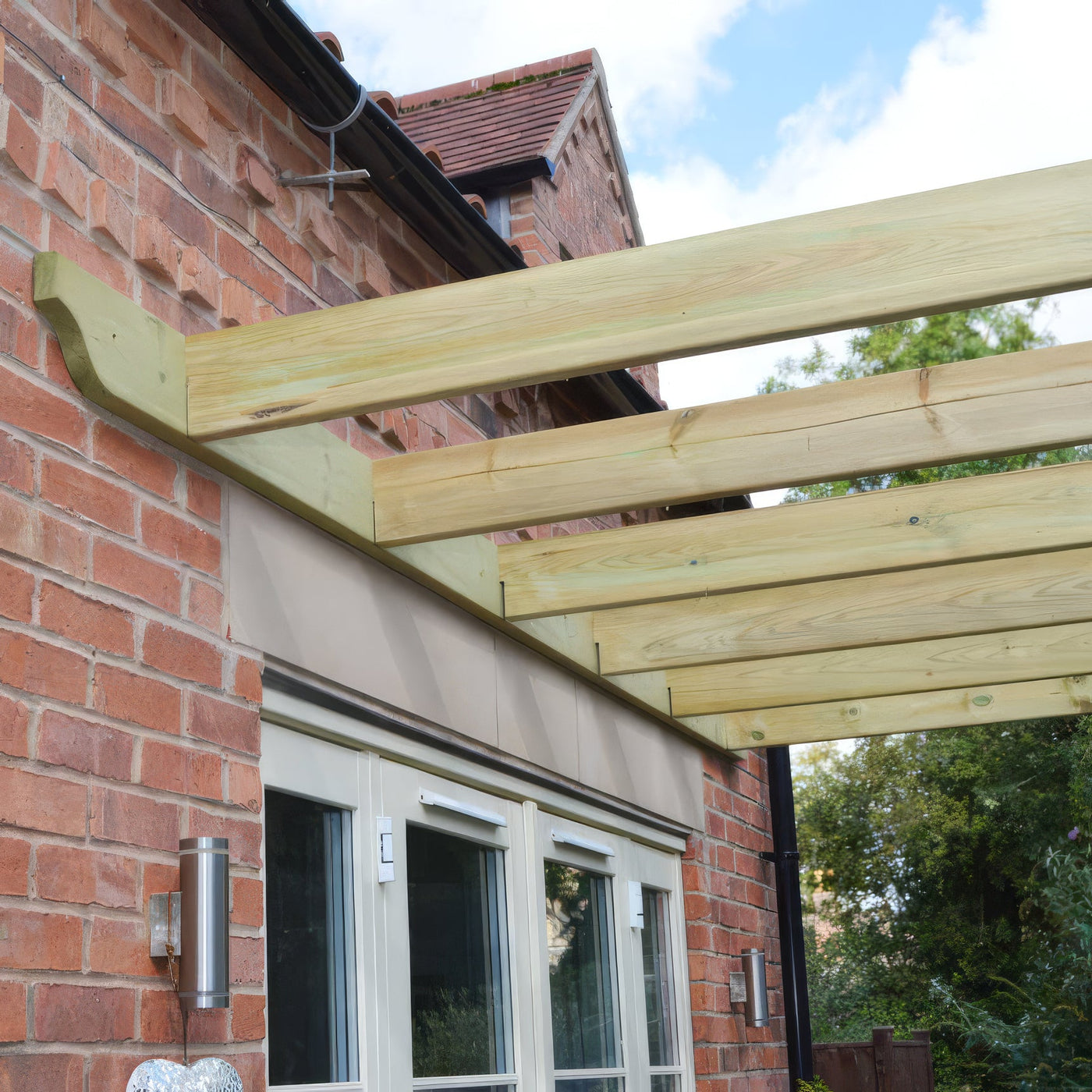 Wall Mounted Premium Pergola - Light Green - 4.8m Depth x 6.6m Length - image 1
