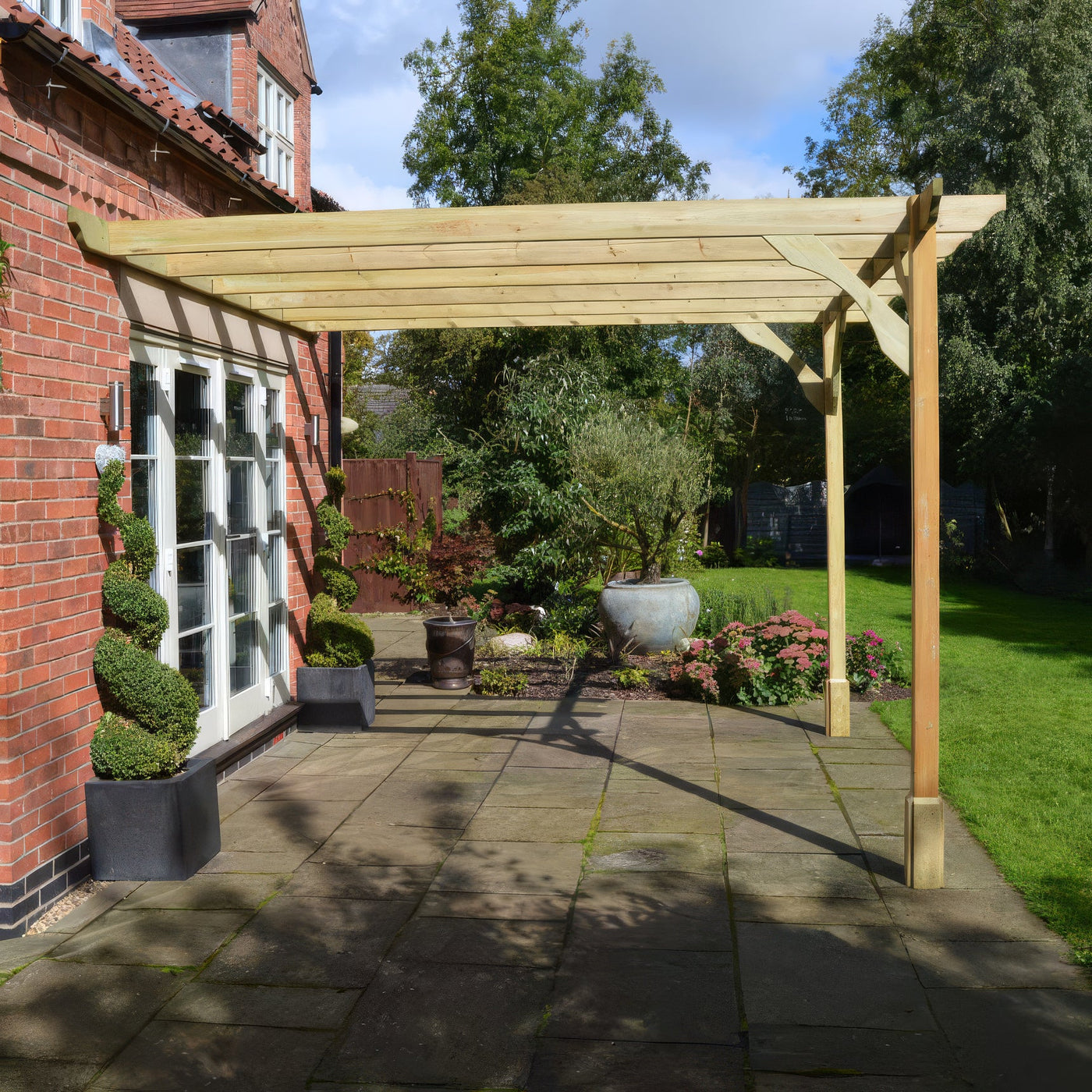Wall Mounted Premium Pergola - Light Green - 4.8m Depth x 4.8m Length - image 7