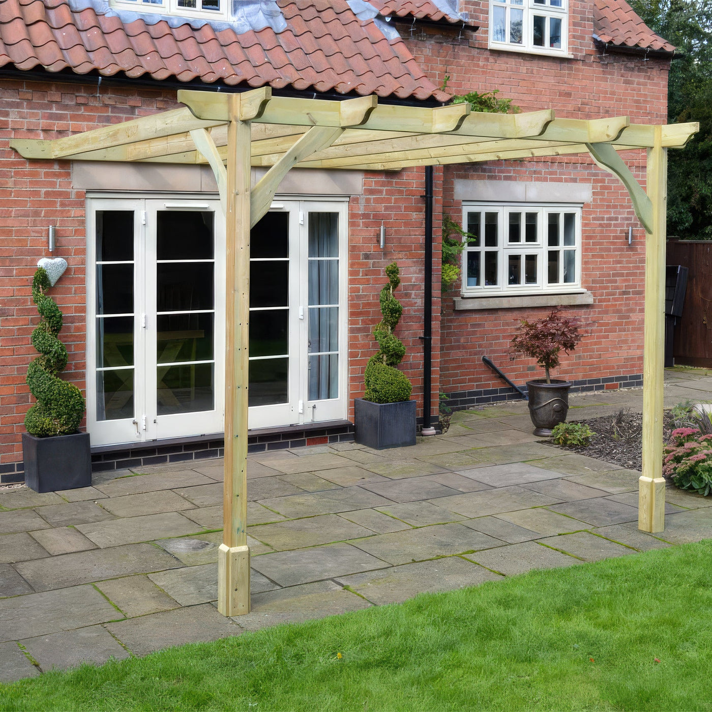 Wall Mounted Premium Pergola - Light Green - 2.4m Depth x 3m Length - image 5