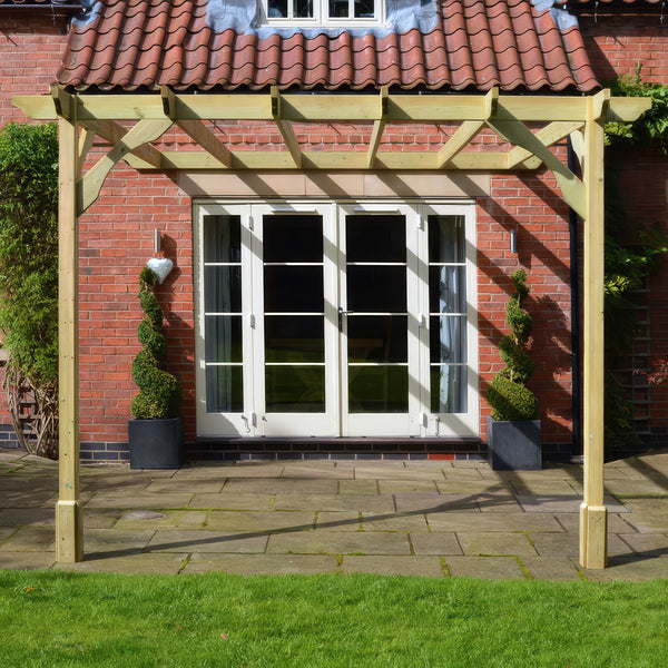 Wall Mounted Premium Pergola - Light Green - 4.8m Depth x 4.8m Length