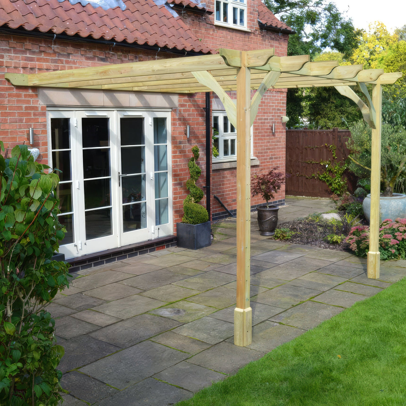 Wall Mounted Premium Pergola - Light Green - 4.8m Depth x 4.8m Length - image 6