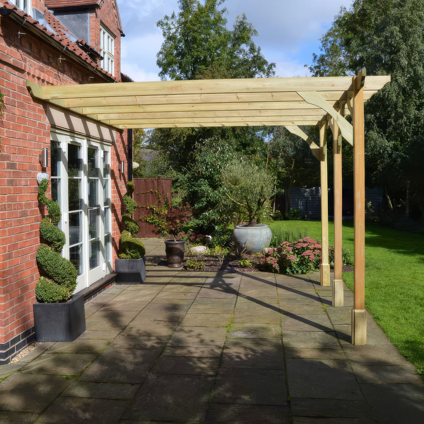 Wall Mounted Premium Pergola - Light Green - 4.8m Depth x 7.8m Length - image 6