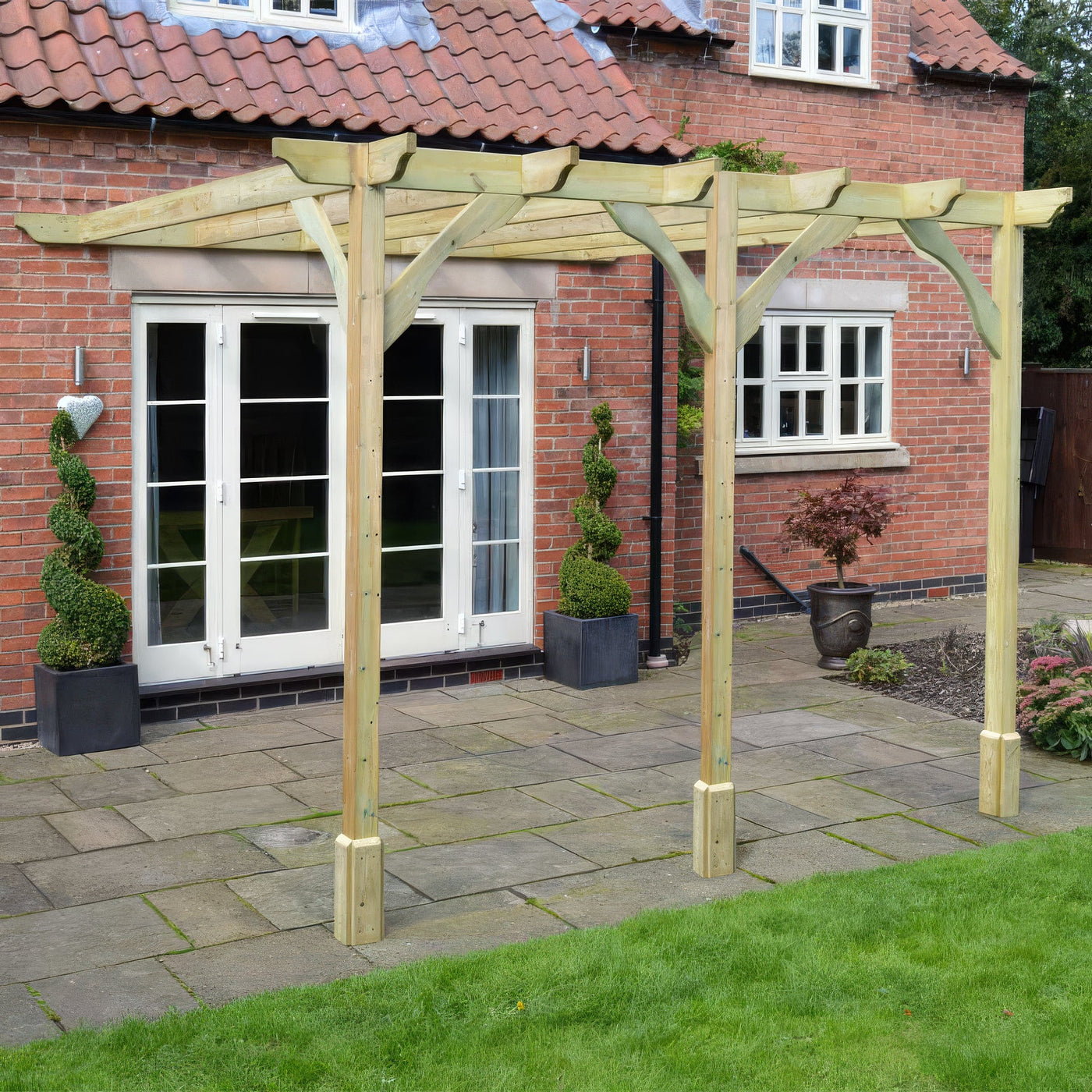 Wall Mounted Premium Pergola - Light Green - 2.4m Depth x 5.4m Length - image 4