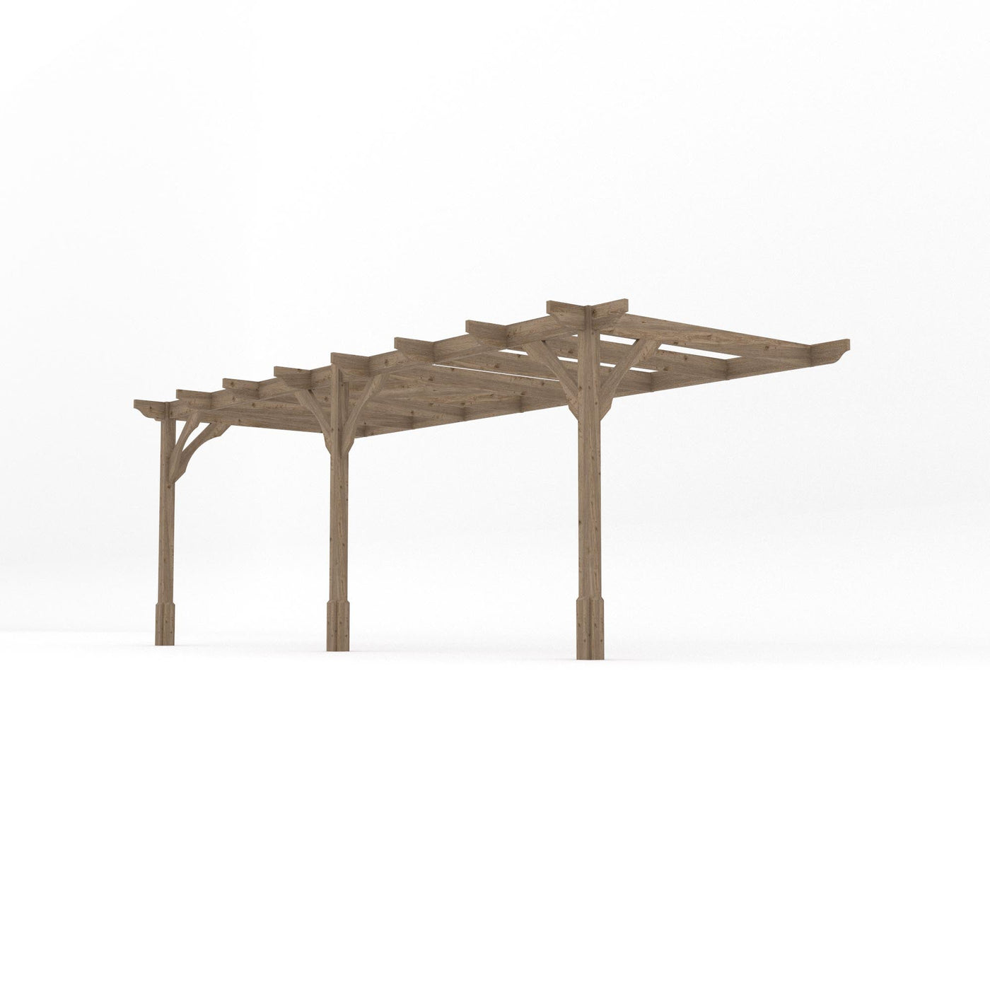 Wall Mounted Premium Pergola - Rustic Brown - 2.4m Depth x 6m Length - image 2
