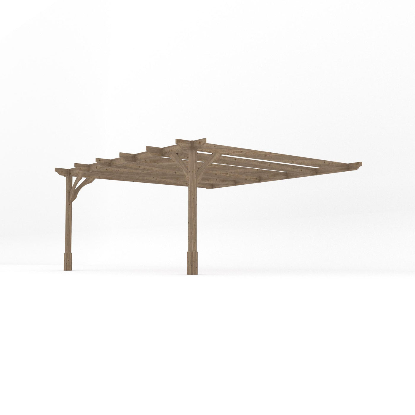 Wall Mounted Premium Pergola - Rustic Brown - 4.8m Depth x 4.8m Length - image 2