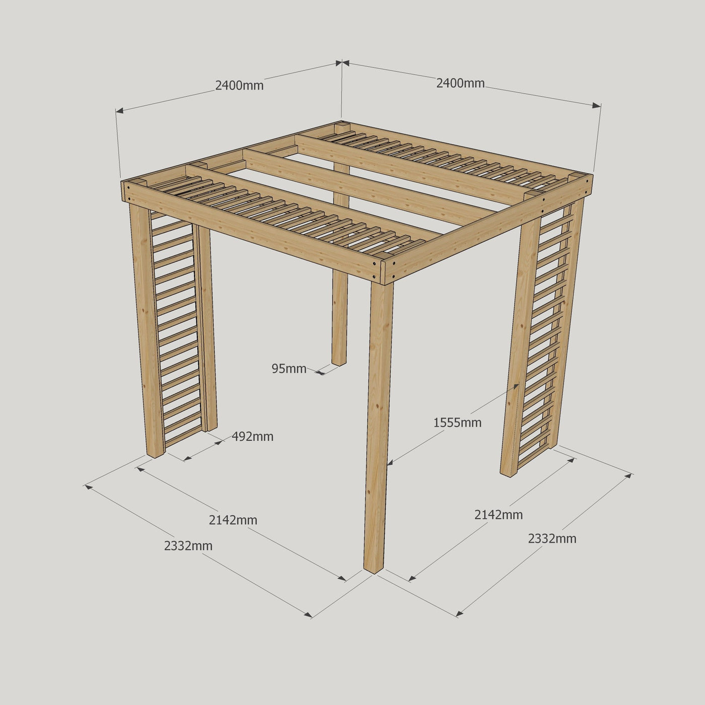 Freestanding Panel Pergola - Light Green - 2.4m Width x 2.4m Length - image 7