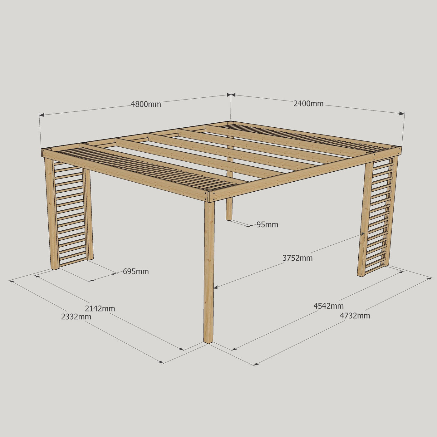 Freestanding Panel Pergola - Light Green - 2.4m Width x 4.8m Length - image 7